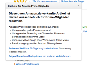 Exklusivität bei Amazon durch das Prime-Angebot